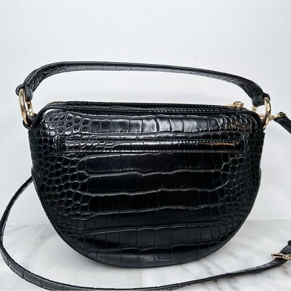 MICHAEL KORS EMILIA Half Moon Small Saddle Shoulder Crossbody Bag In BLACK - Picture 4 of 8